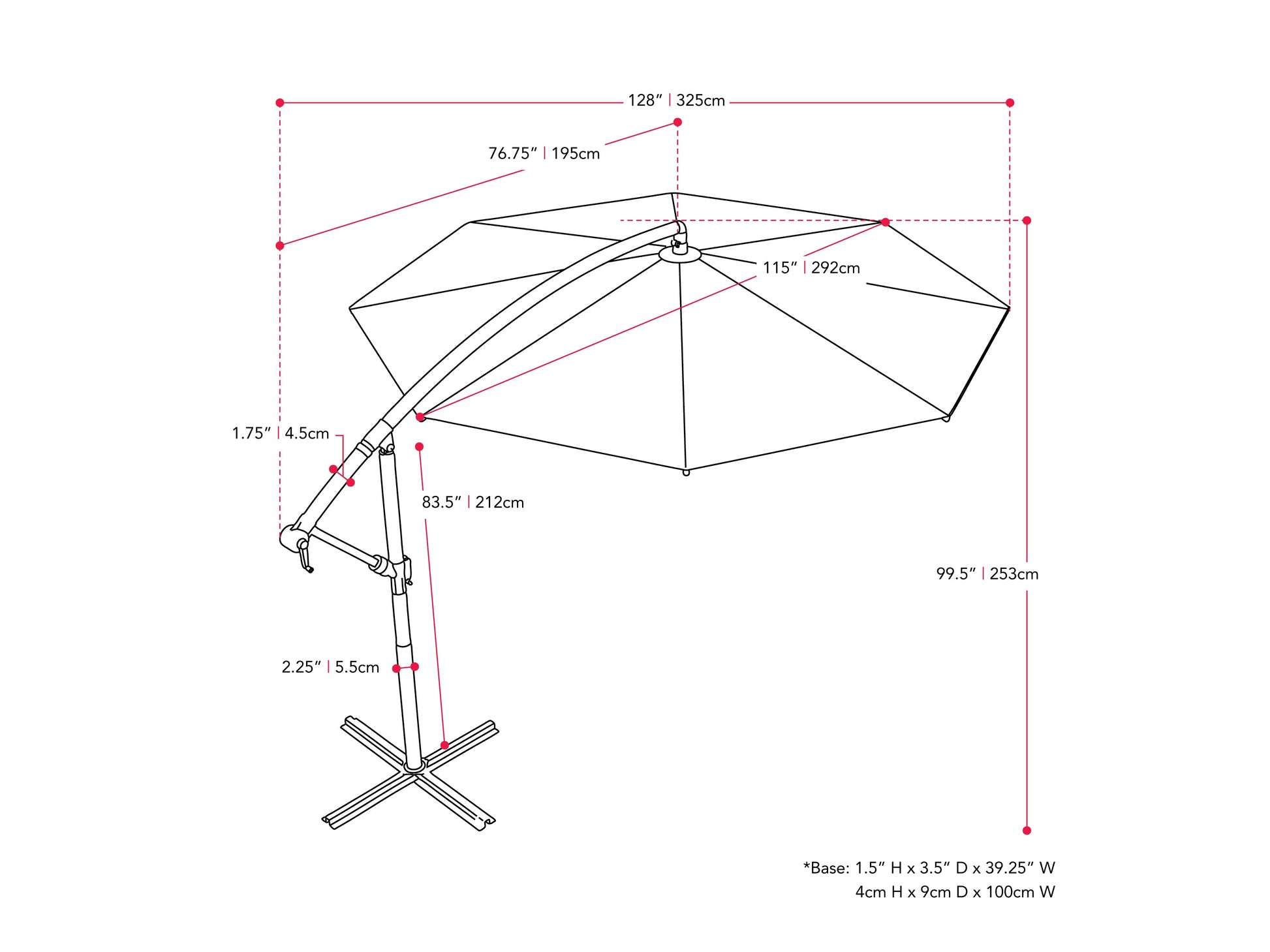 Turquoise tilting offset patio umbrella with 9.5ft canopy and sturdy aluminum frame.