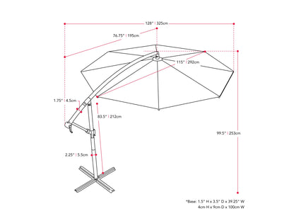 Forest green 9.5ft tilting offset patio umbrella with UV protection and durable aluminum frame.