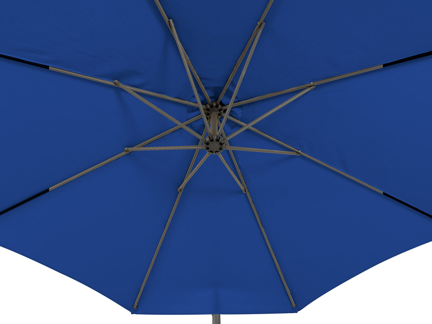 Cobalt blue 9.5ft tilting offset patio umbrella with durable canopy and sturdy metal frame.