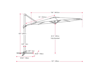 warm white deluxe offset patio umbrella 500 Series measurements diagram CorLiving#color_ppu-warm-white