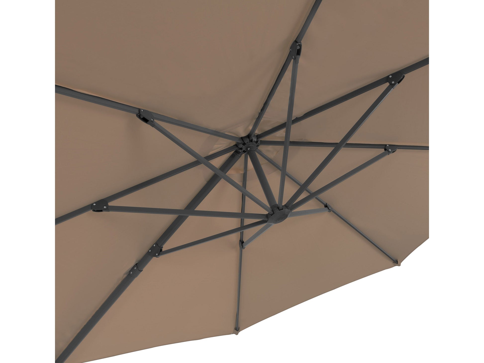 Brown 11.5ft deluxe offset patio umbrella with sturdy aluminum frame and weather-resistant canopy.