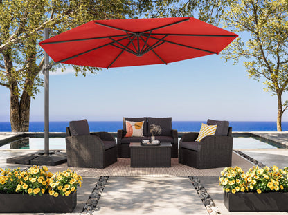 crimson red deluxe offset patio umbrella 500 Series lifestyle scene CorLiving#color_ppu-crimson-red