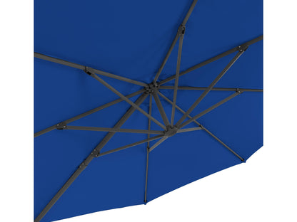 Deluxe cobalt blue patio umbrella with offset design, 11.5ft canopy, and durable aluminum frame.