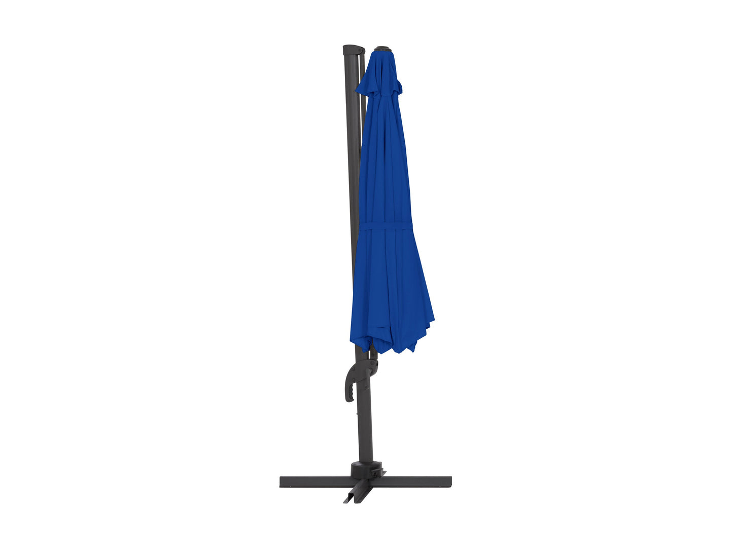 Cobalt blue 11.5ft deluxe offset patio umbrella with sturdy aluminum pole and UV-resistant canopy.