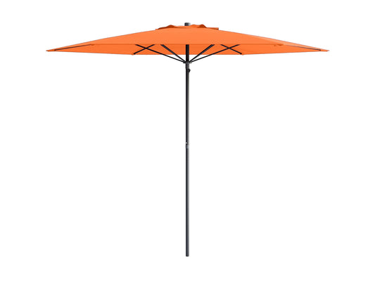 Orange 7.5ft beach umbrella with UV protection, adjustable tilt, and sturdy aluminum pole for outdoor use.