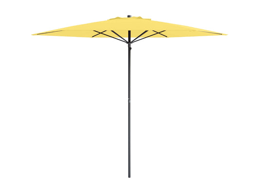 Yellow 7.5ft beach umbrella with UV protection, sturdy metal pole, and tilt mechanism for adjustable shade.