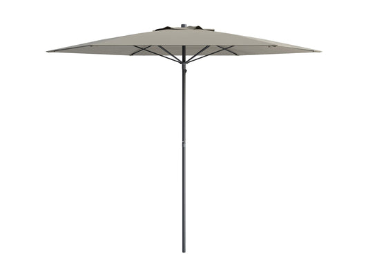 Sandy grey 7.5ft beach umbrella with UV protection, sturdy aluminum pole, and adjustable tilt mechanism.