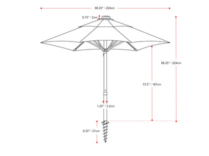 Turquoise 7.5ft beach umbrella with UV protection, adjustable tilt, and sturdy aluminum pole.