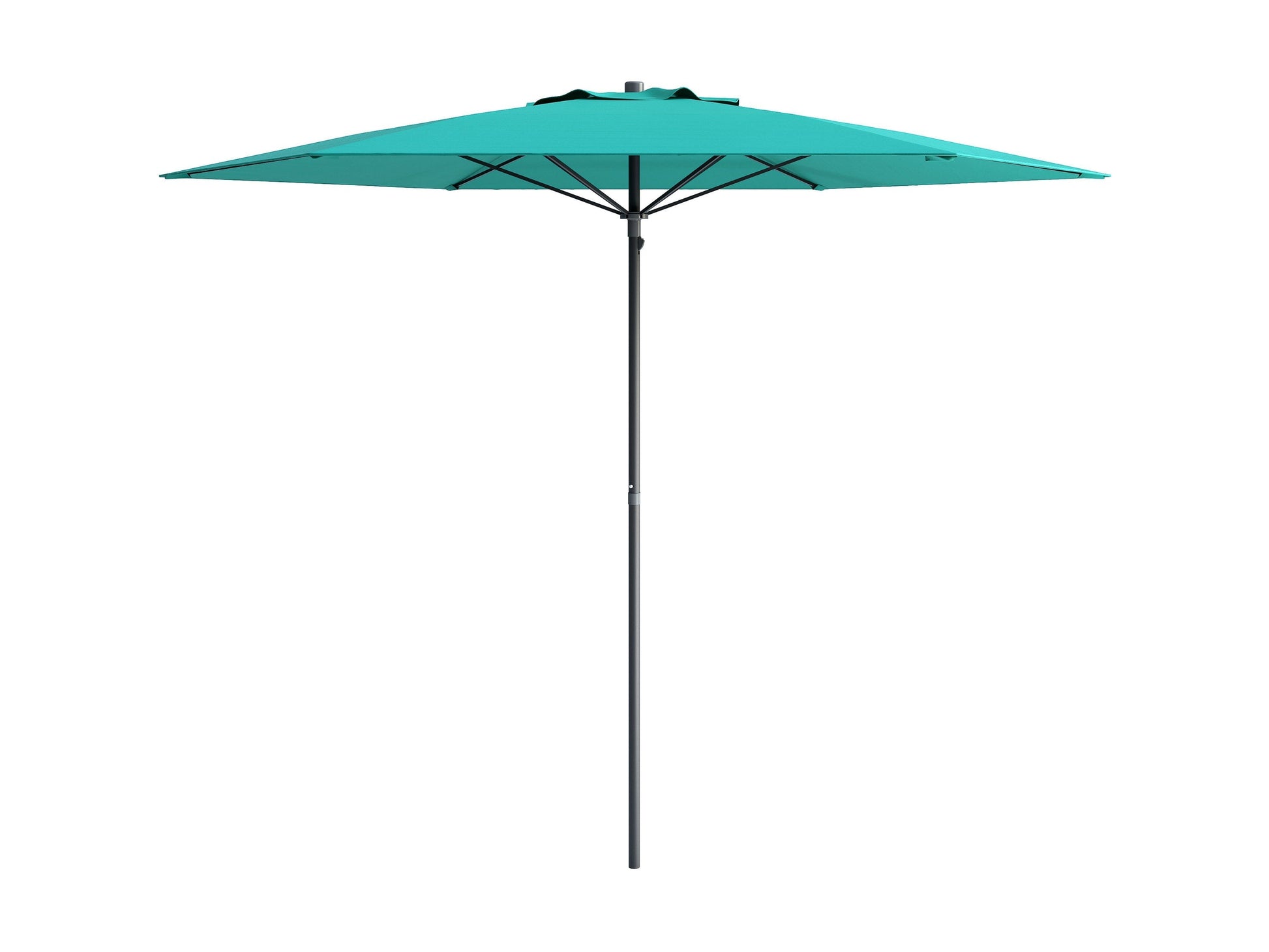 Turquoise 7.5ft beach umbrella with UV protection, sturdy aluminum pole, and tilt mechanism for adjustable shade.