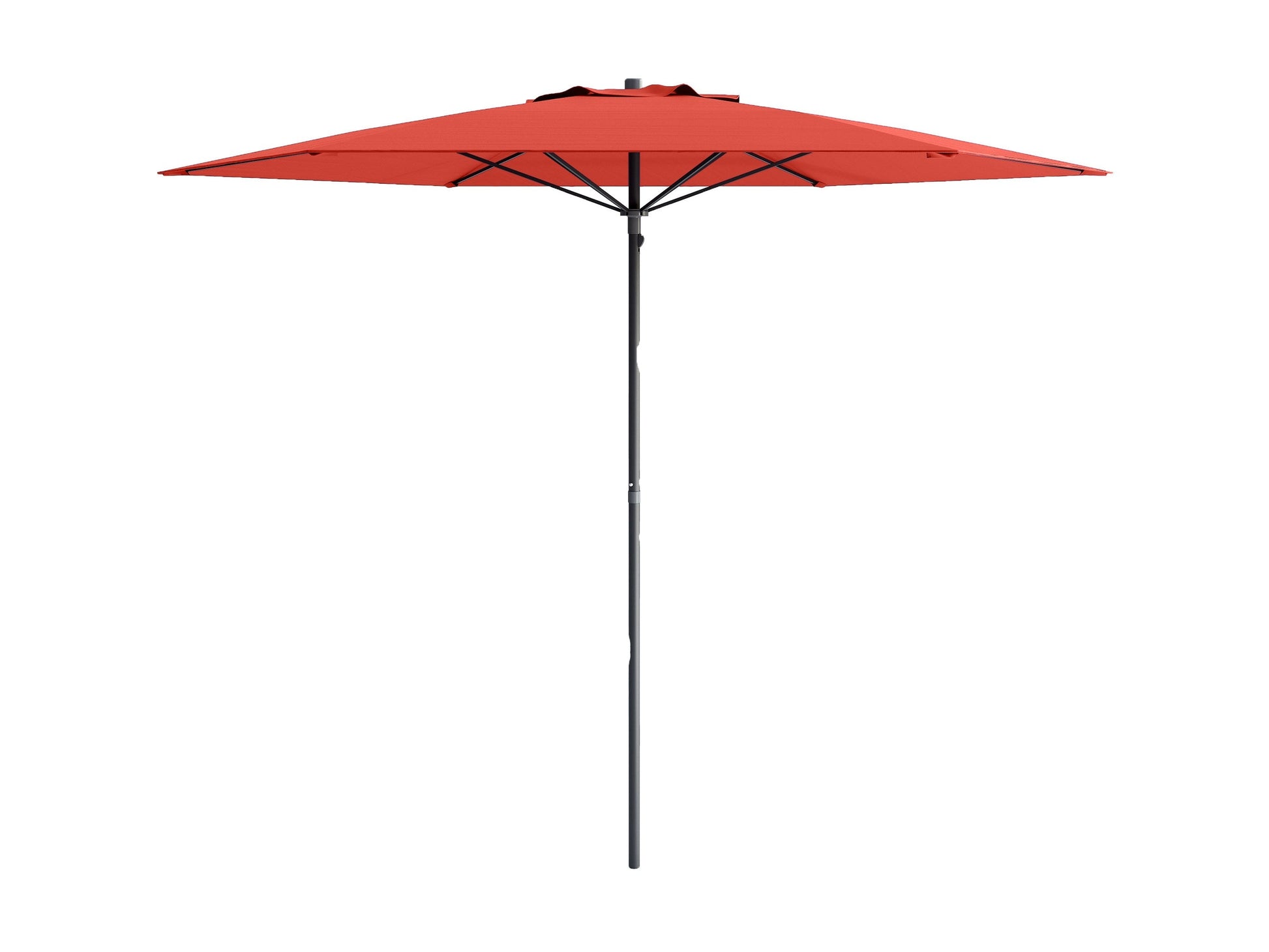 Crimson red 7.5ft beach umbrella, UV-protected fabric, adjustable tilt, and sturdy aluminum pole.