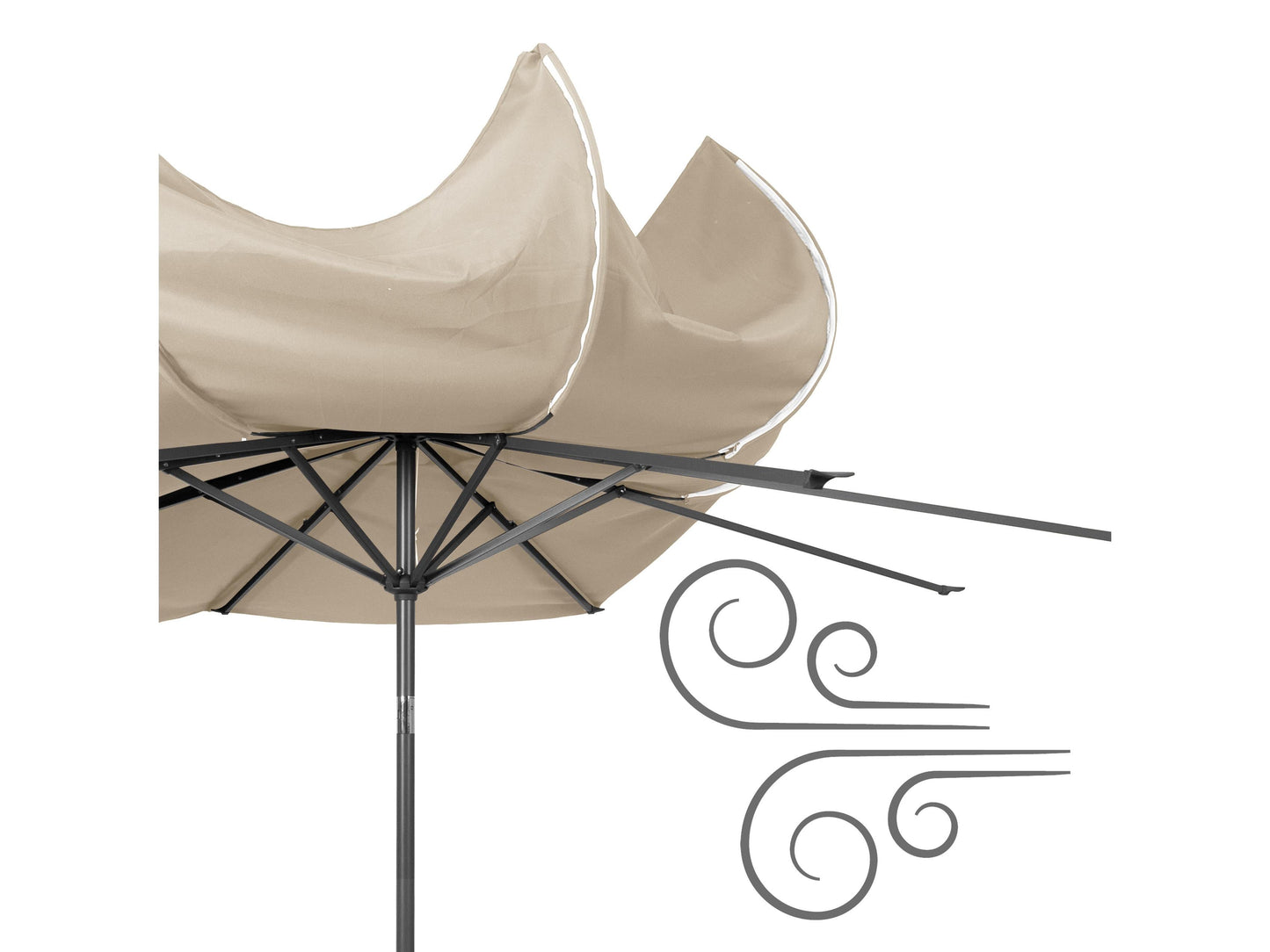 10ft wind-resistant patio umbrella in warm white with durable fabric and sturdy metal frame for outdoor use.