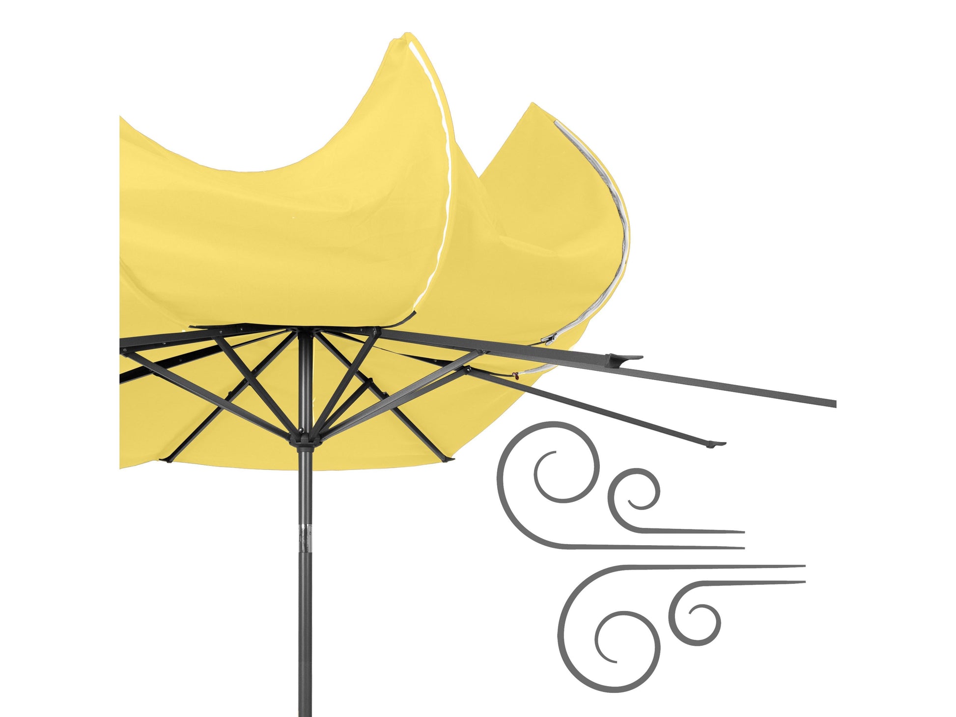 Yellow 10ft wind-resistant patio umbrella with durable fabric, sturdy metal pole, and crank lift system.