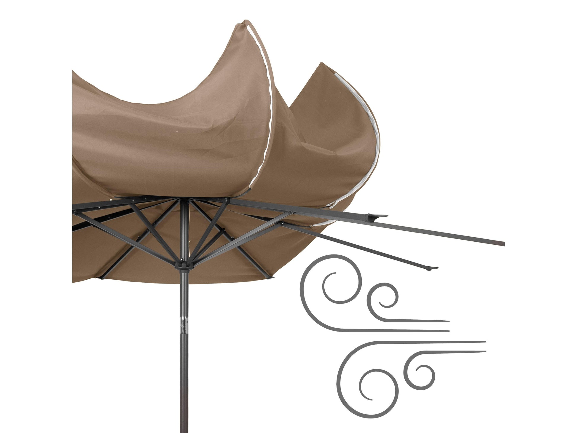 10ft wind-resistant patio umbrella, sandy brown, UV protection, durable fabric, sturdy aluminum frame, outdoor shade solution