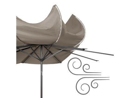 10ft sandy grey patio umbrella with wind-resistant design and durable aluminum frame.