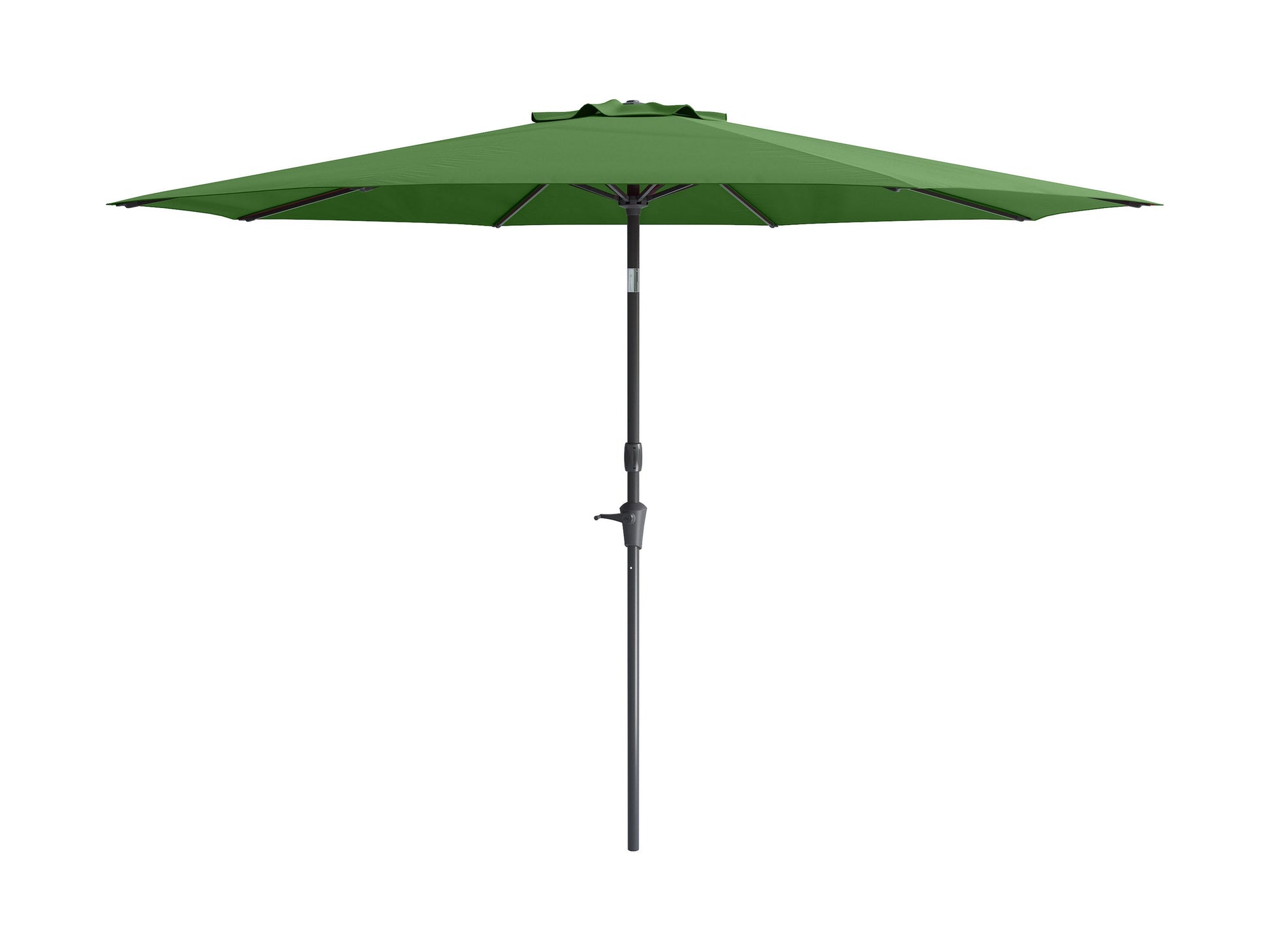 Forest green 10ft wind-resistant patio umbrella with sturdy aluminum pole and crank lift system.