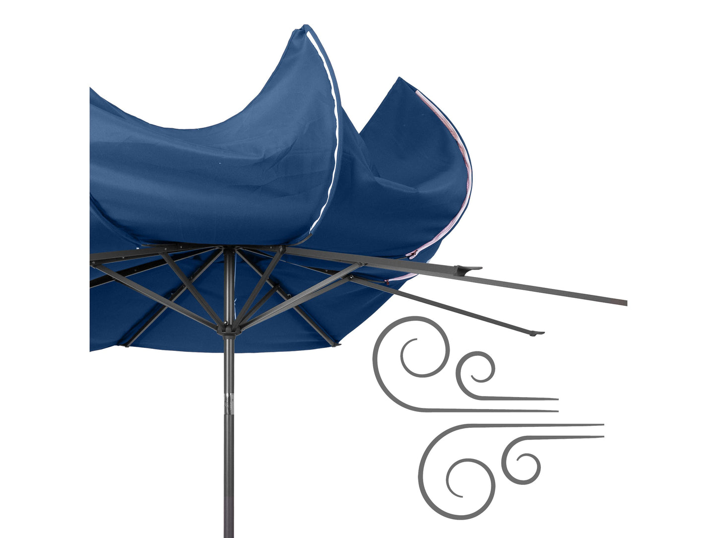 Cobalt blue 10ft patio umbrella, wind resistant, with durable fabric and sturdy metal frame for outdoor use.