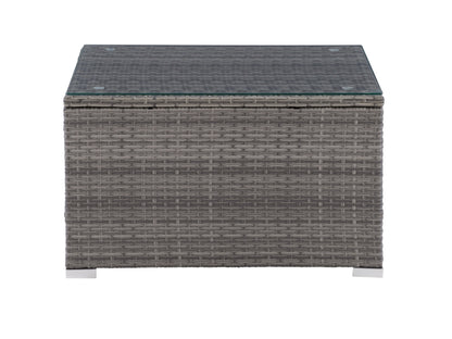 Square outdoor coffee table in grey with a sleek, minimalist design and durable construction.