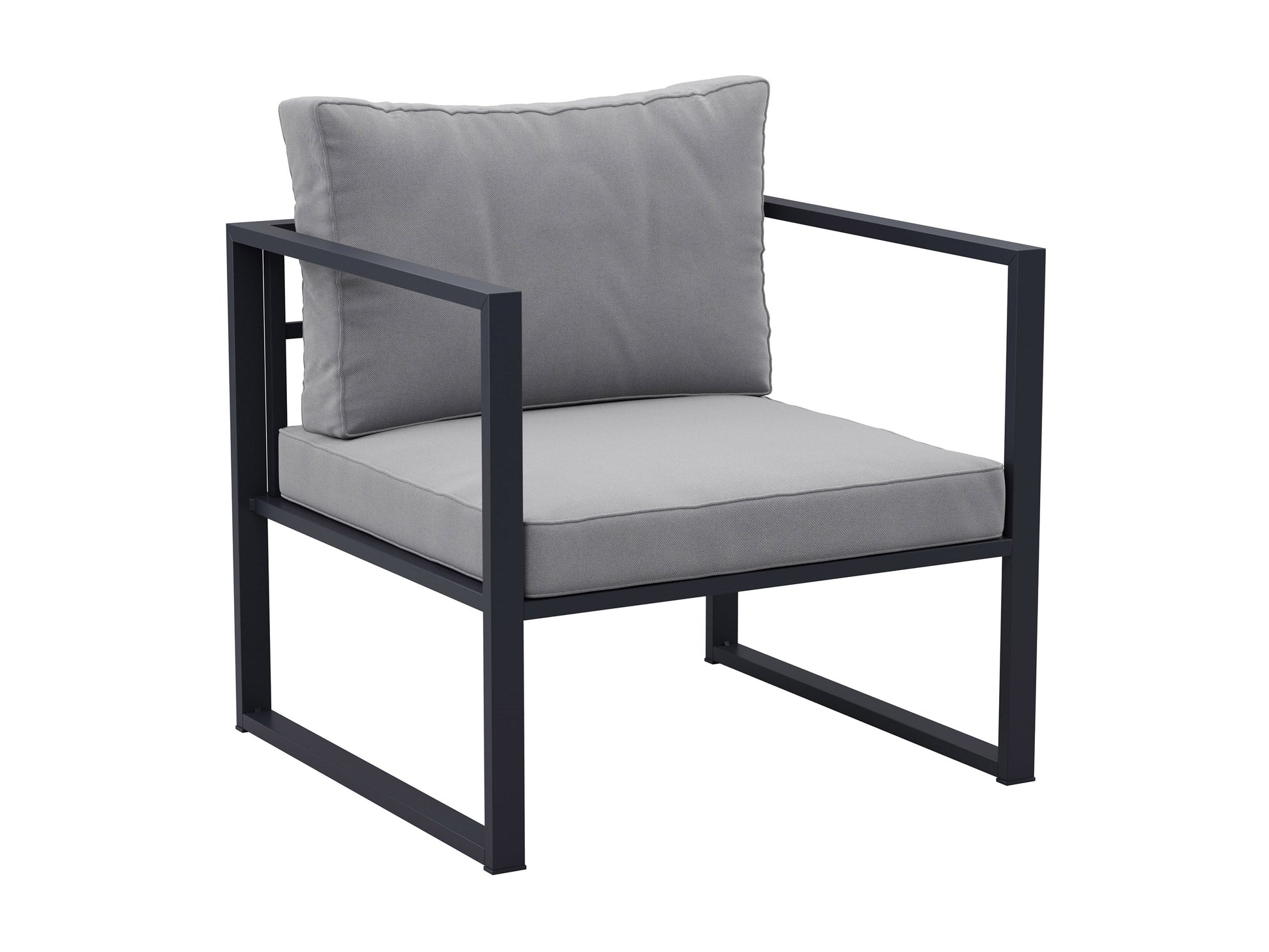 4-piece grey patio set with cushions, featuring a modern design and durable metal frame for outdoor seating.