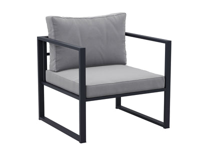 4-piece grey patio set with cushions, featuring a modern design and durable metal frame for outdoor seating.