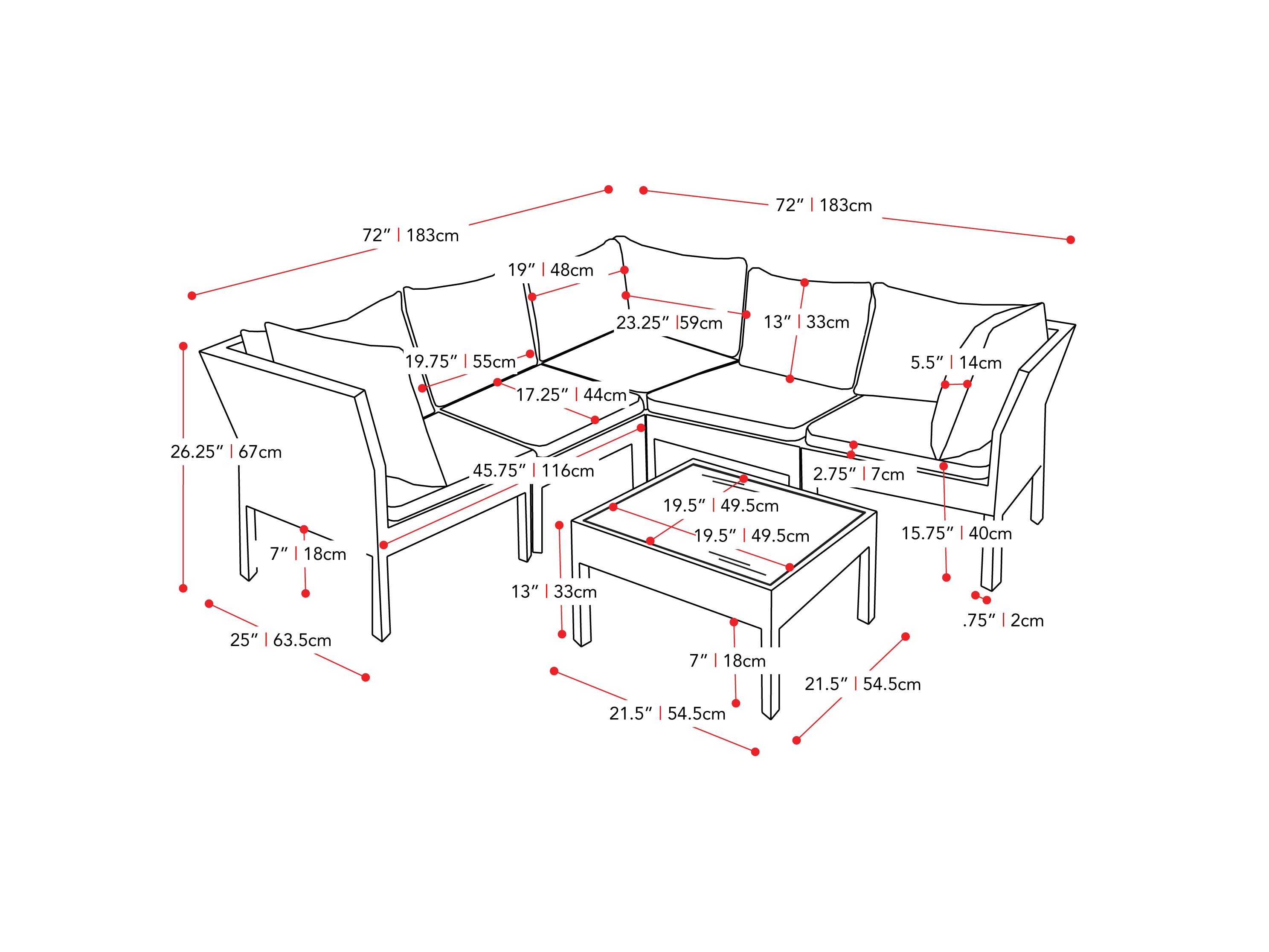 Black and grey patio sectional set, 6-piece with cushions, weather-resistant wicker, and modular design for outdoor seating.