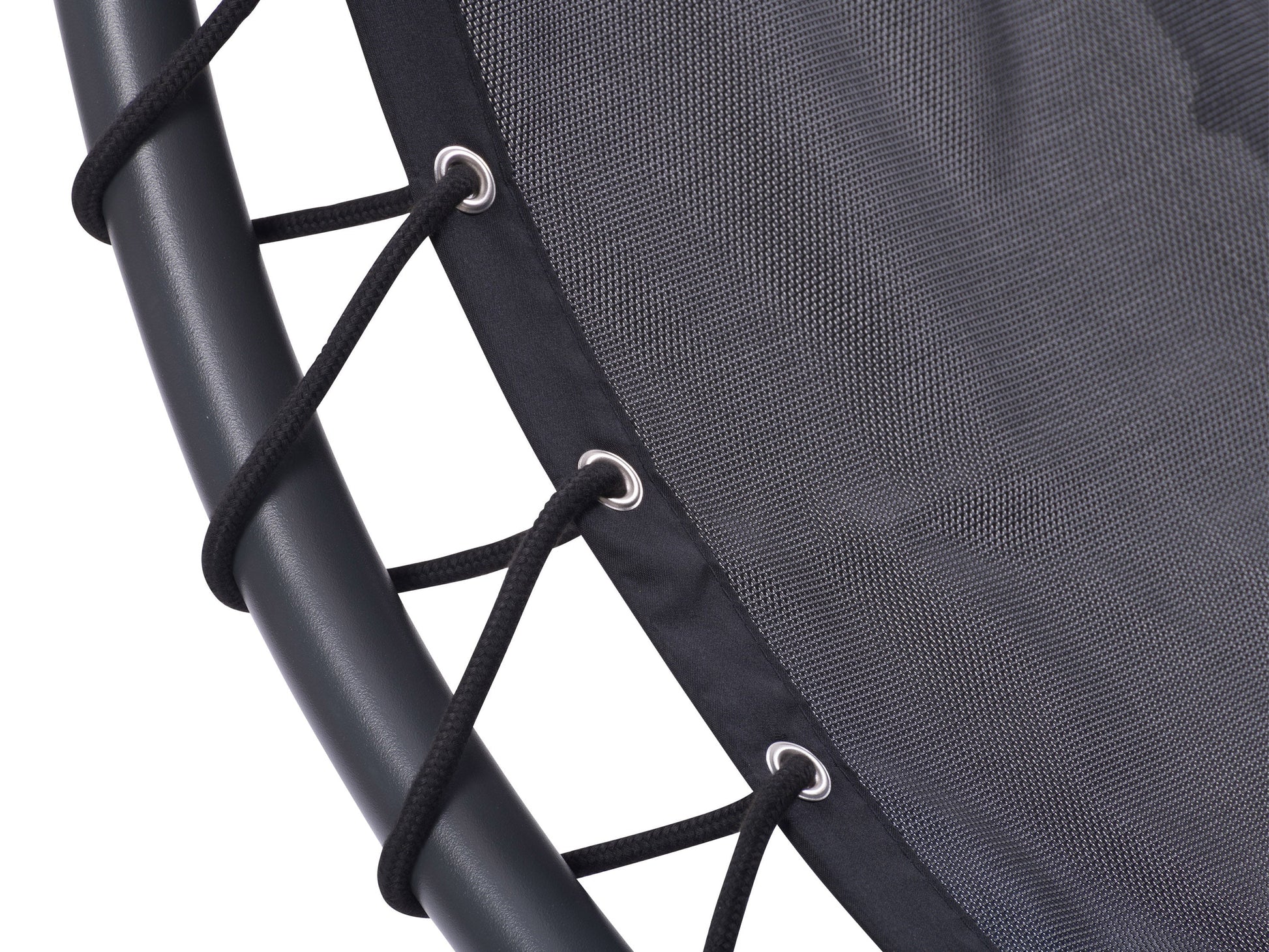 Grey patio lounge chair with canopy, featuring a sleek aluminum frame, comfortable cushions, and weather-resistant fabric.