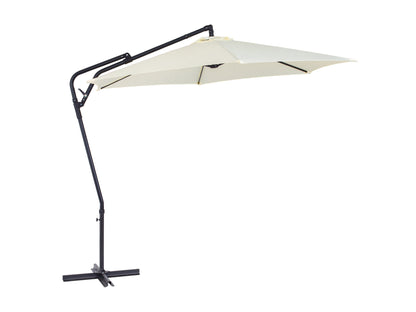 10ft cantilever patio umbrella, warm white fabric, tilting feature, sturdy aluminum frame, outdoor shade solution