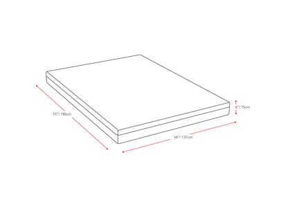 Memory foam mattress, full/double size, 6-inch thickness, with a white quilted cover and breathable fabric for enhanced comfort and support. Ideal for restful sleep and pressure relief.