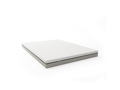 Full/double memory foam mattress with 6-inch thickness, featuring a white quilted cover with grey side panels. Ideal for improved comfort and support, perfect for a restful night's sleep.