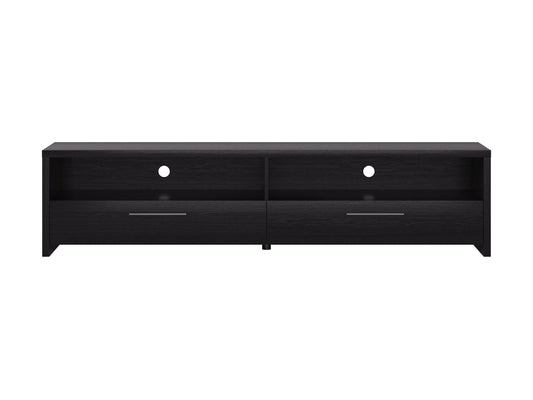 Black TV stand for TVs up to 95 inches, featuring sleek design, ample storage, and sturdy construction.