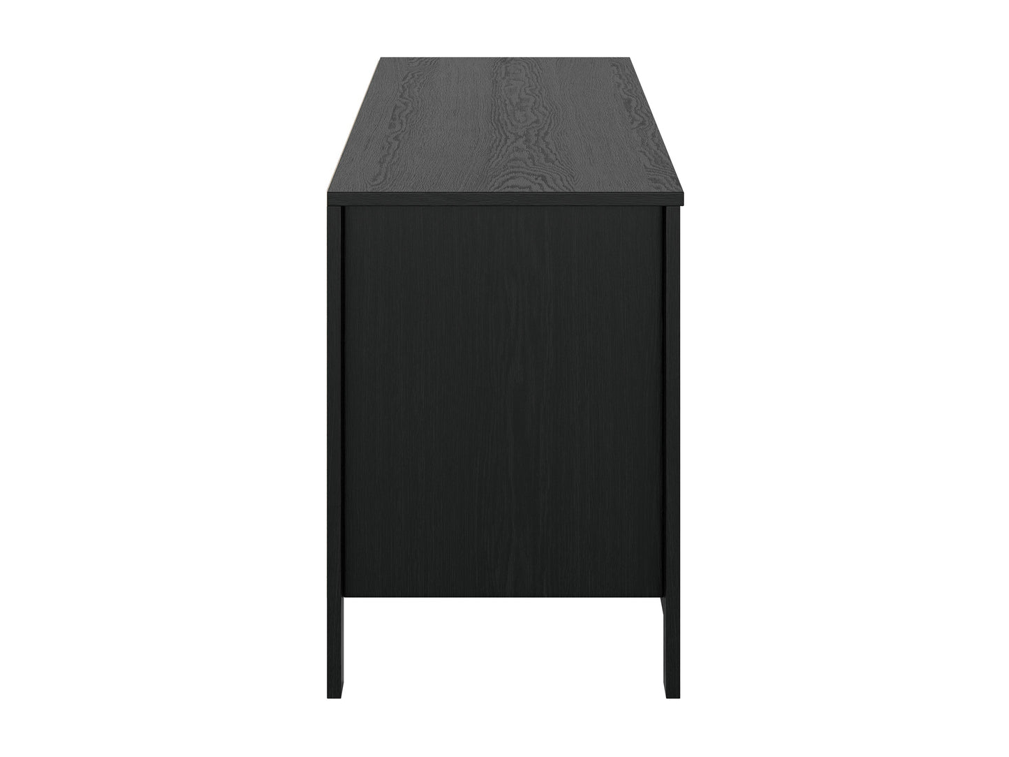 Black media console for TVs up to 85 inches, featuring sleek design, ample storage, and sturdy construction.