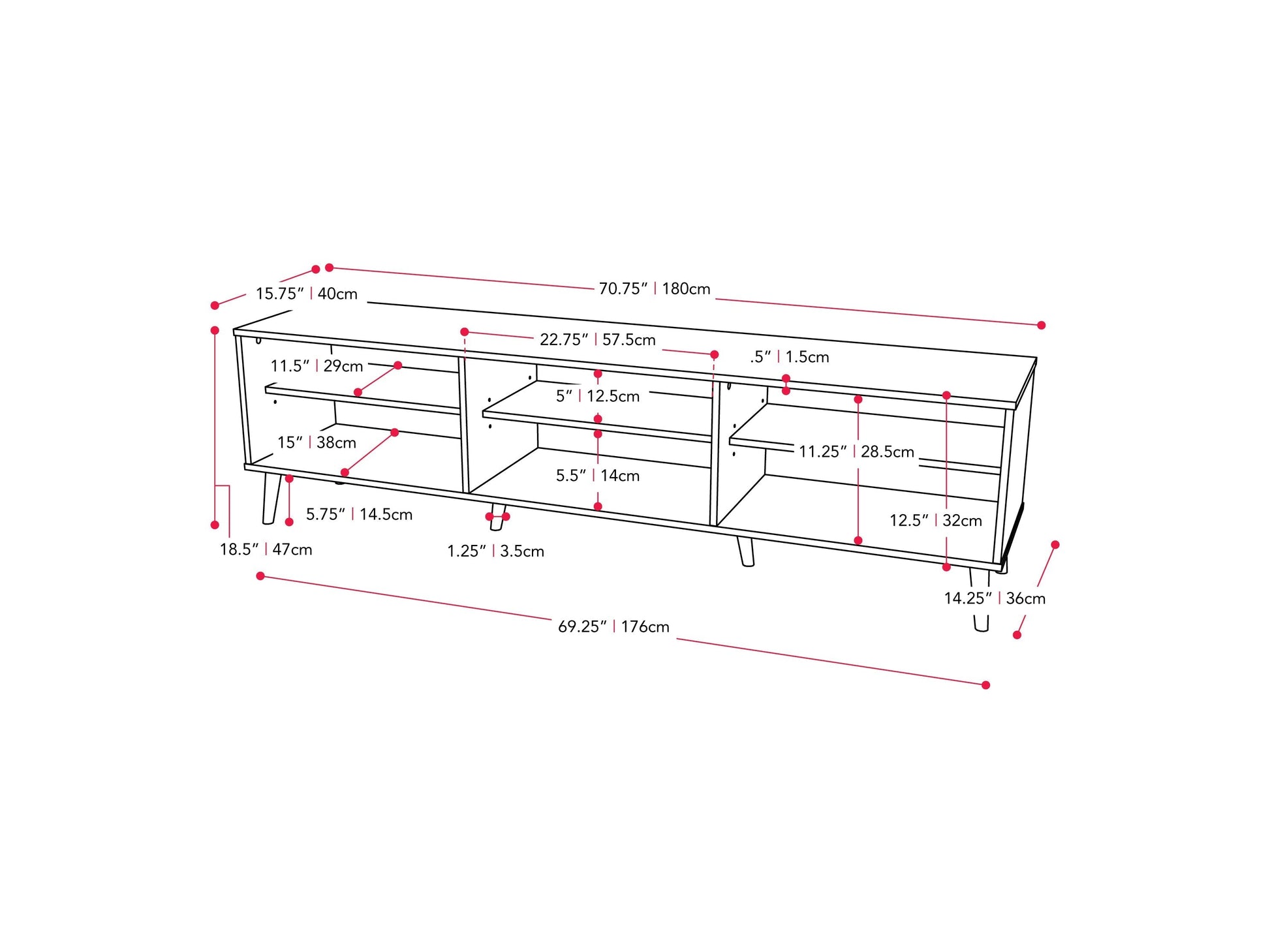 Light wood and grey TV stand with open shelves, fits TVs up to 85 inches, modern minimalist design.