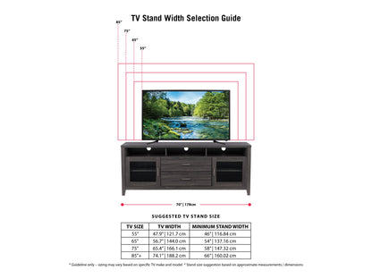 dark grey TV Cabinet with Drawers for TVs up to 85" Hollywood Collection infographic by CorLiving#color_dark-grey