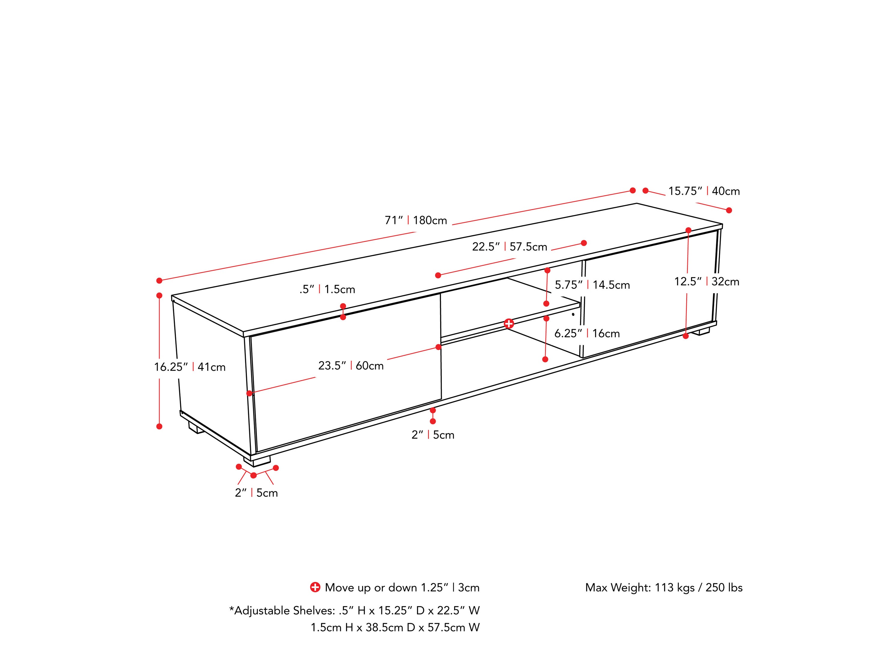 Brown and white modern TV stand for TVs up to 85 inches, featuring sleek design and ample storage space.