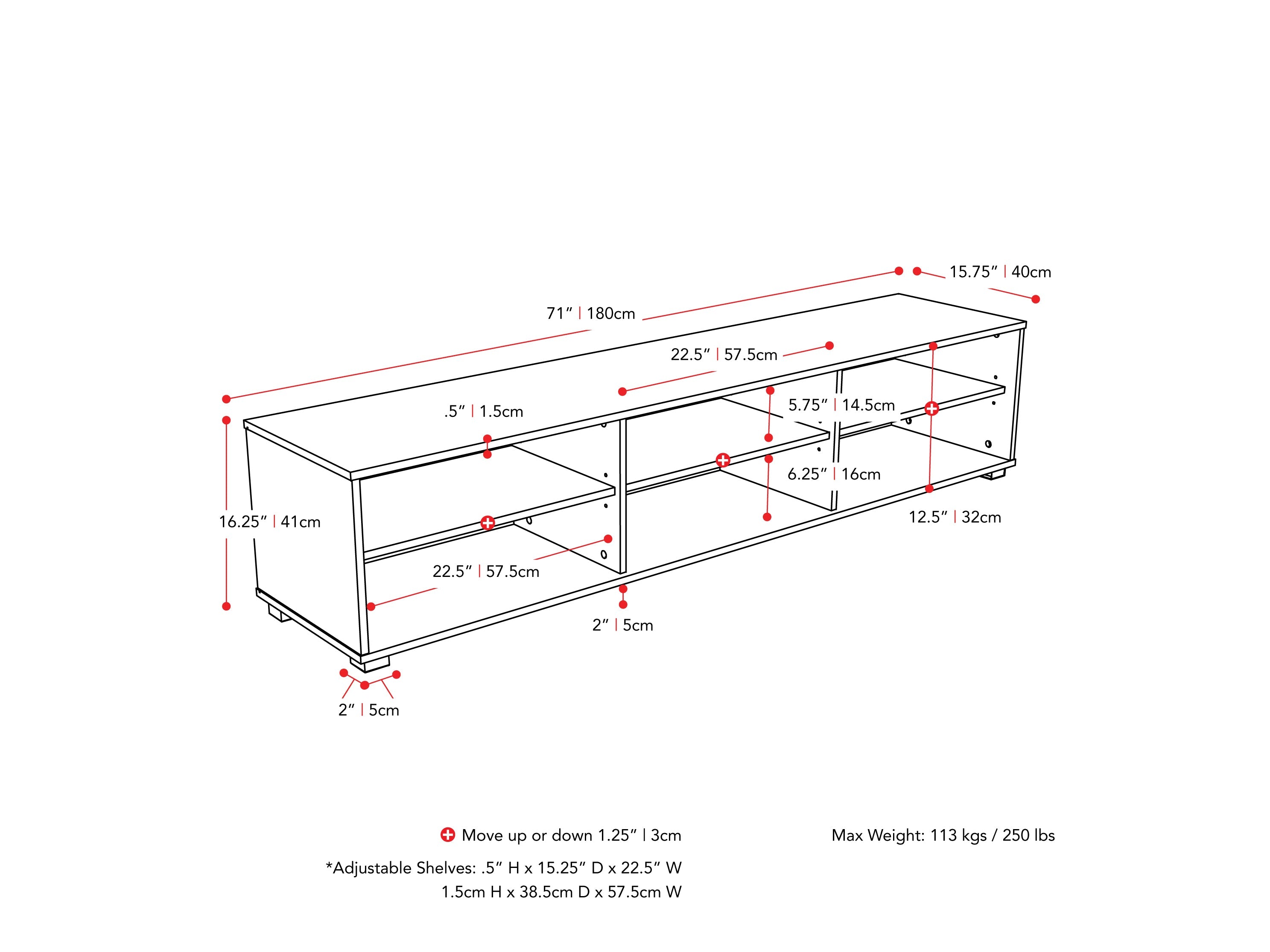 Brown modern TV stand for TVs up to 85 inches, sleek design with open shelving and storage compartments.