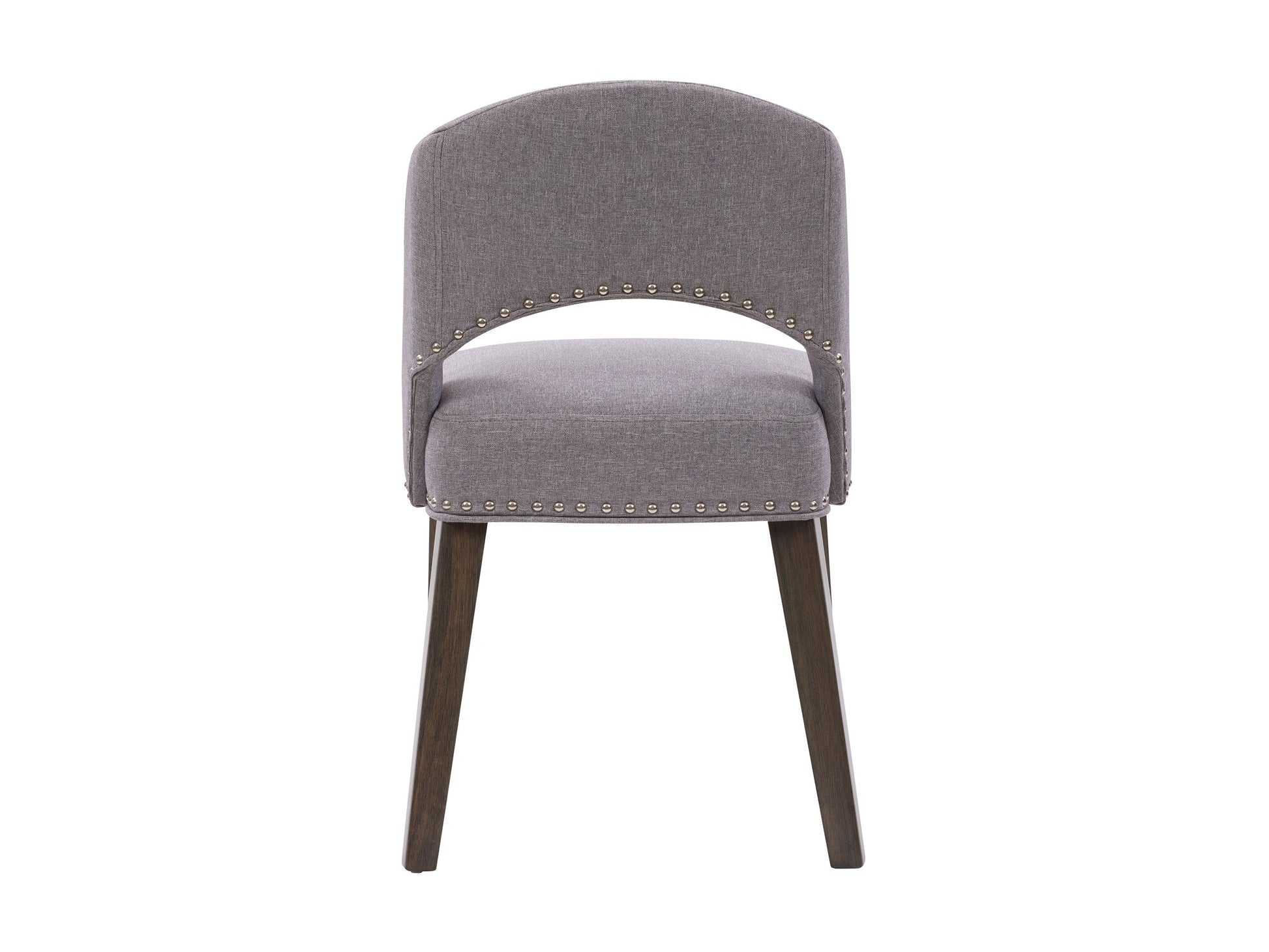 Mid-century grey dining chairs, set of 2, with wooden legs and upholstered seats, perfect for modern dining rooms.