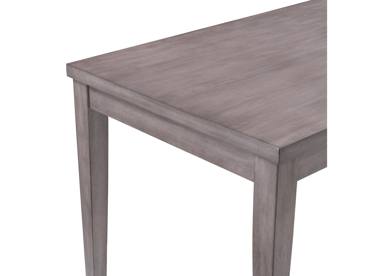 Grey wood counter height dining table with rectangular top, sleek modern design, and sturdy legs. Ideal for contemporary dining spaces.