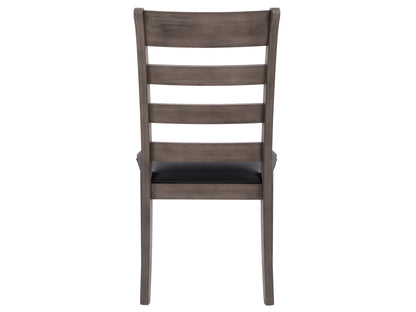 Set of 2 grey wood dining chairs with cushioned seats, featuring sleek modern design, sturdy wooden legs, and a comfortable backrest. Perfect for contemporary dining rooms or kitchen spaces.