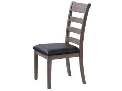 Grey wood dining chairs set of 2 with cushioned seats, high backs, and sleek modern design, perfect for contemporary dining rooms.