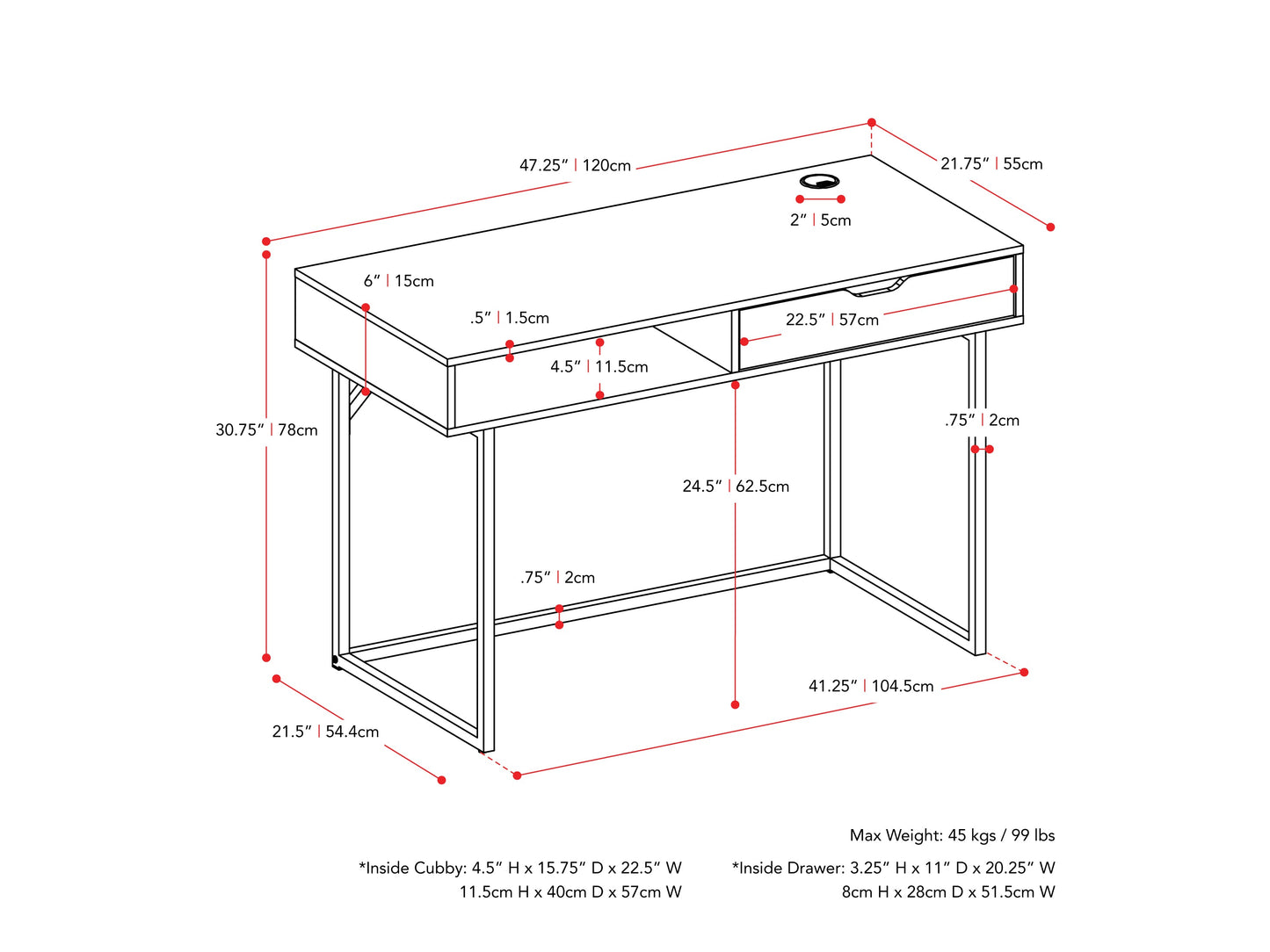 White modern computer desk with sleek design, spacious surface, and sturdy metal legs, ideal for home office or study.