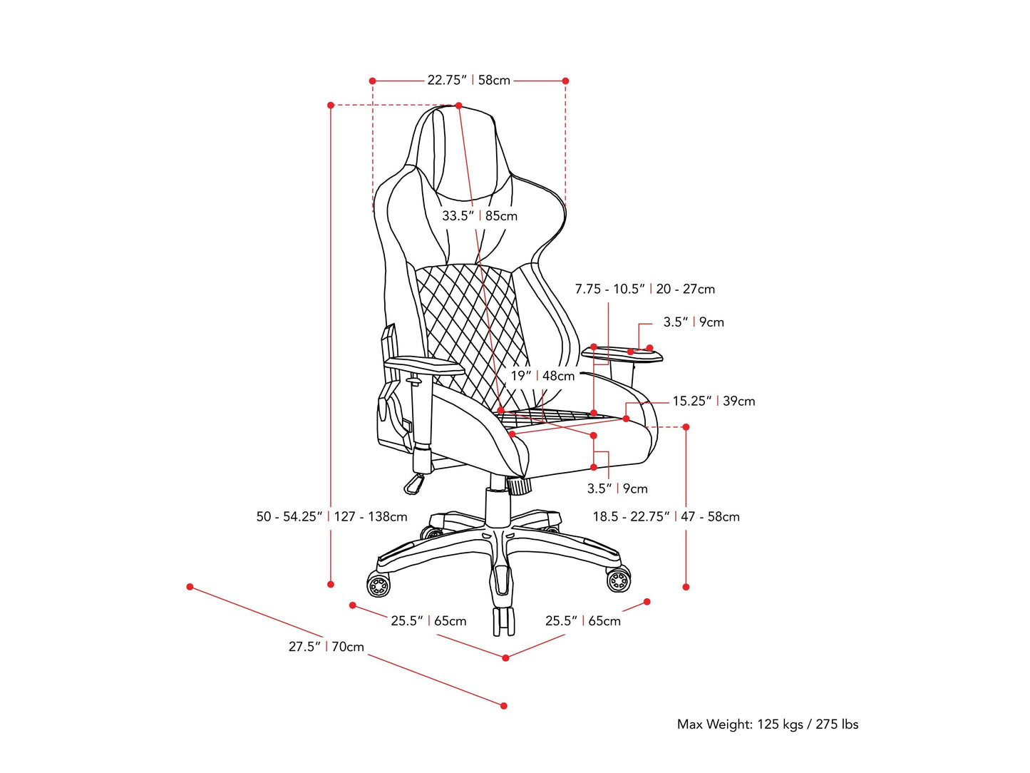 Black and blue gaming reclining chair with ergonomic design, padded armrests, and adjustable headrest.