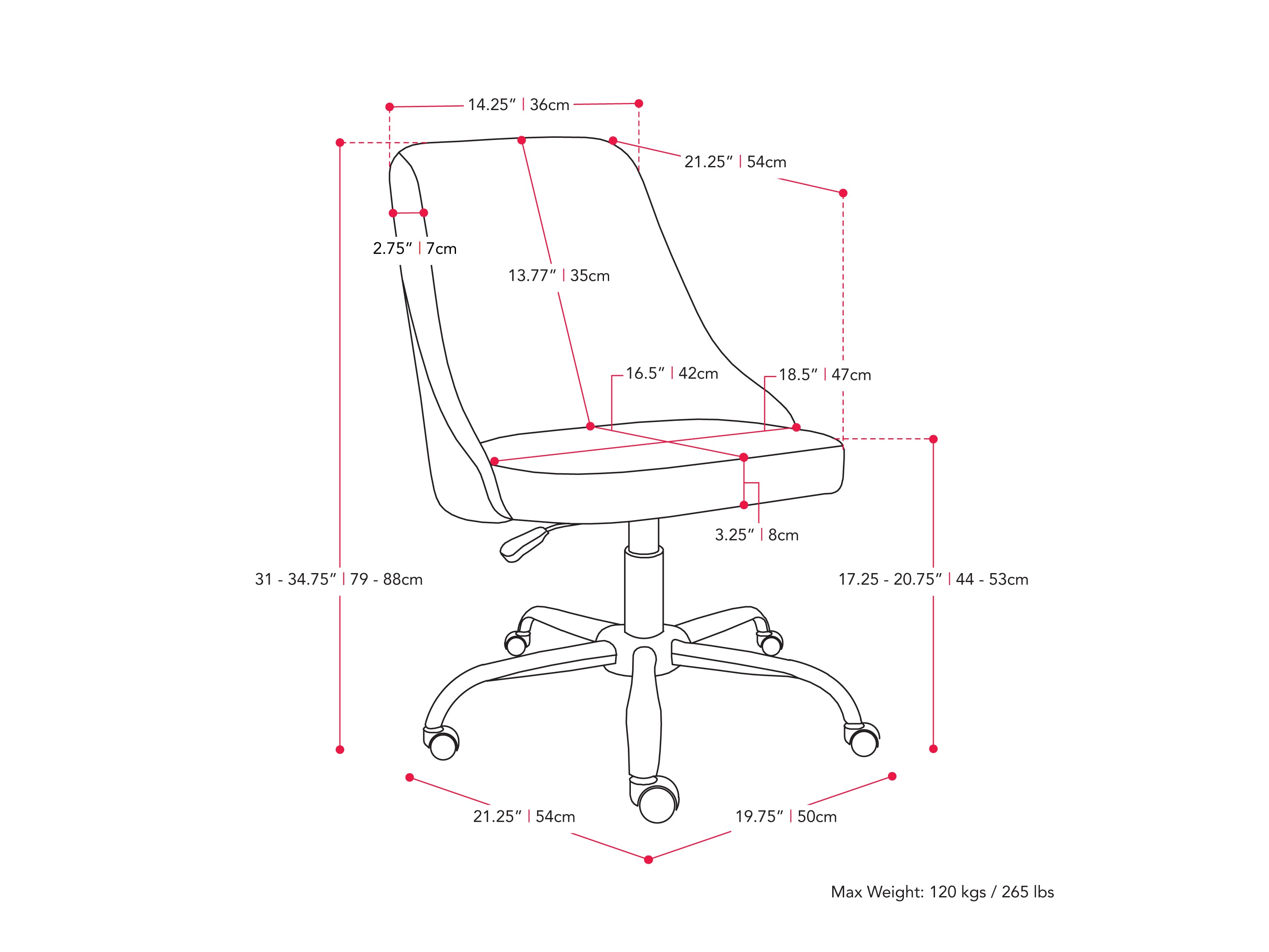 Armless dark blue office task chair with ergonomic design, padded seat, and adjustable height.