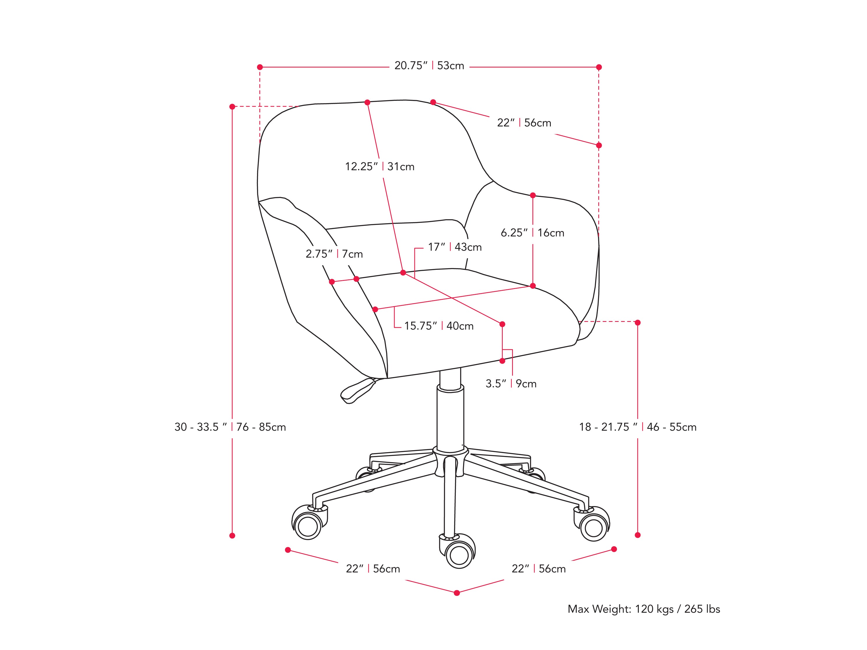 Off white task chair with open back, ergonomic design, cushioned seat, and modern metal frame for office use.