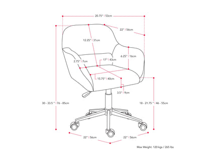 Off white task chair with open back, ergonomic design, cushioned seat, and modern metal frame for office use.