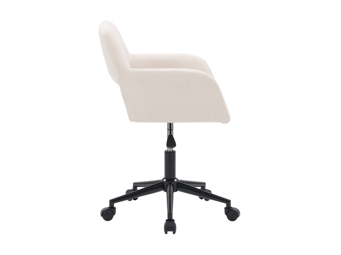 Ergonomic off-white task chair with open back, padded seat, and adjustable height for office use.