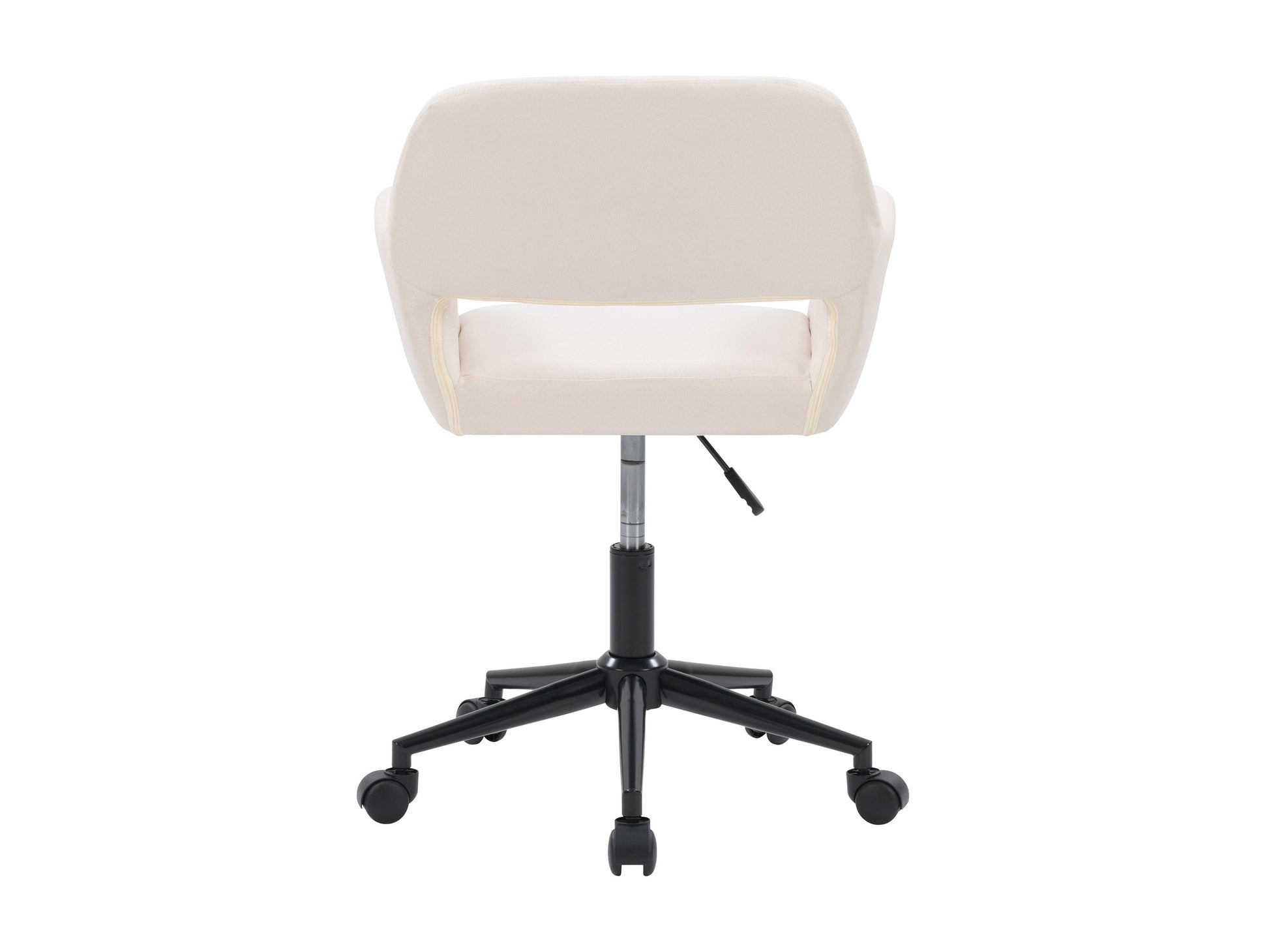 Off white office task chair with open back, ergonomic design, and adjustable height for modern workspaces.