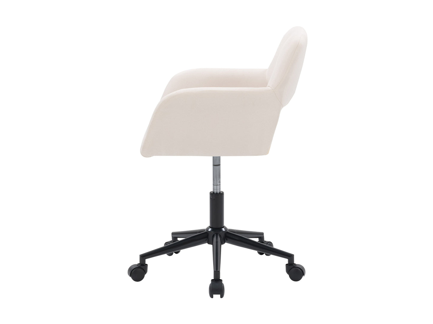 Off white task chair with open back, ergonomic design, and adjustable height for modern office settings.