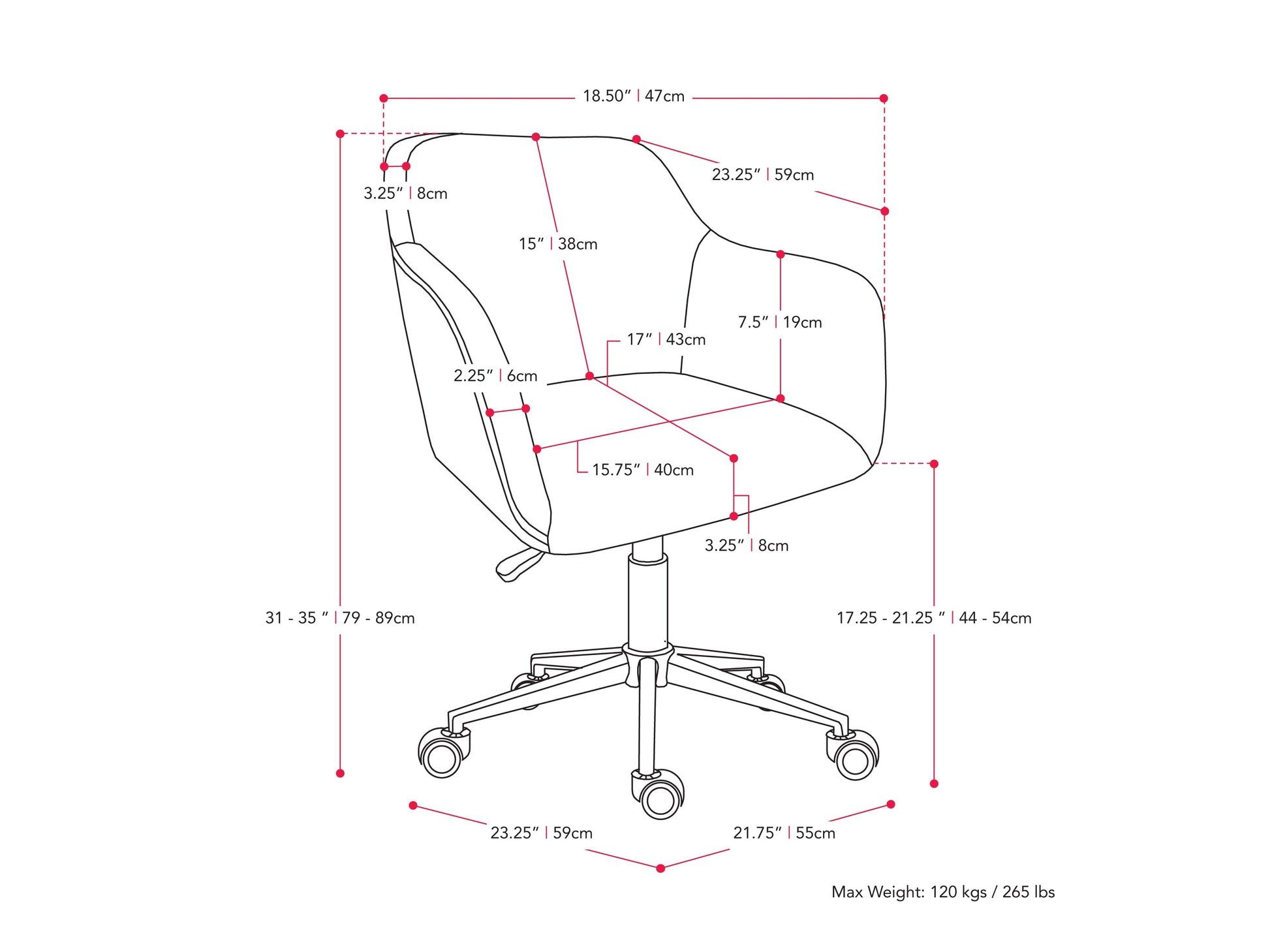 Dark blue task chair with arms, ergonomic design, mesh back, and adjustable height for office use.