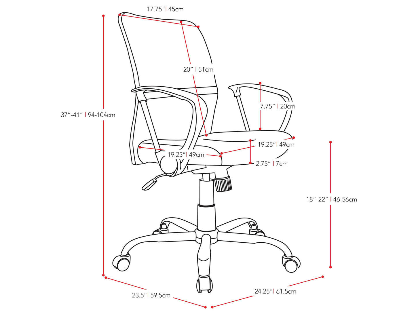 Ergonomic fabric office chair with black mesh back, cushioned seat in dark gray, adjustable armrests, and five-wheel base for mobility. Ideal for home or office use, promoting comfort and productivity.