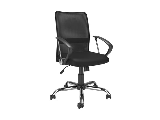 Ergonomic fabric office chair with adjustable armrests, high back support, and swivel base in gray and black colors. Ideal for home or corporate office setups, providing comfort and modern design.