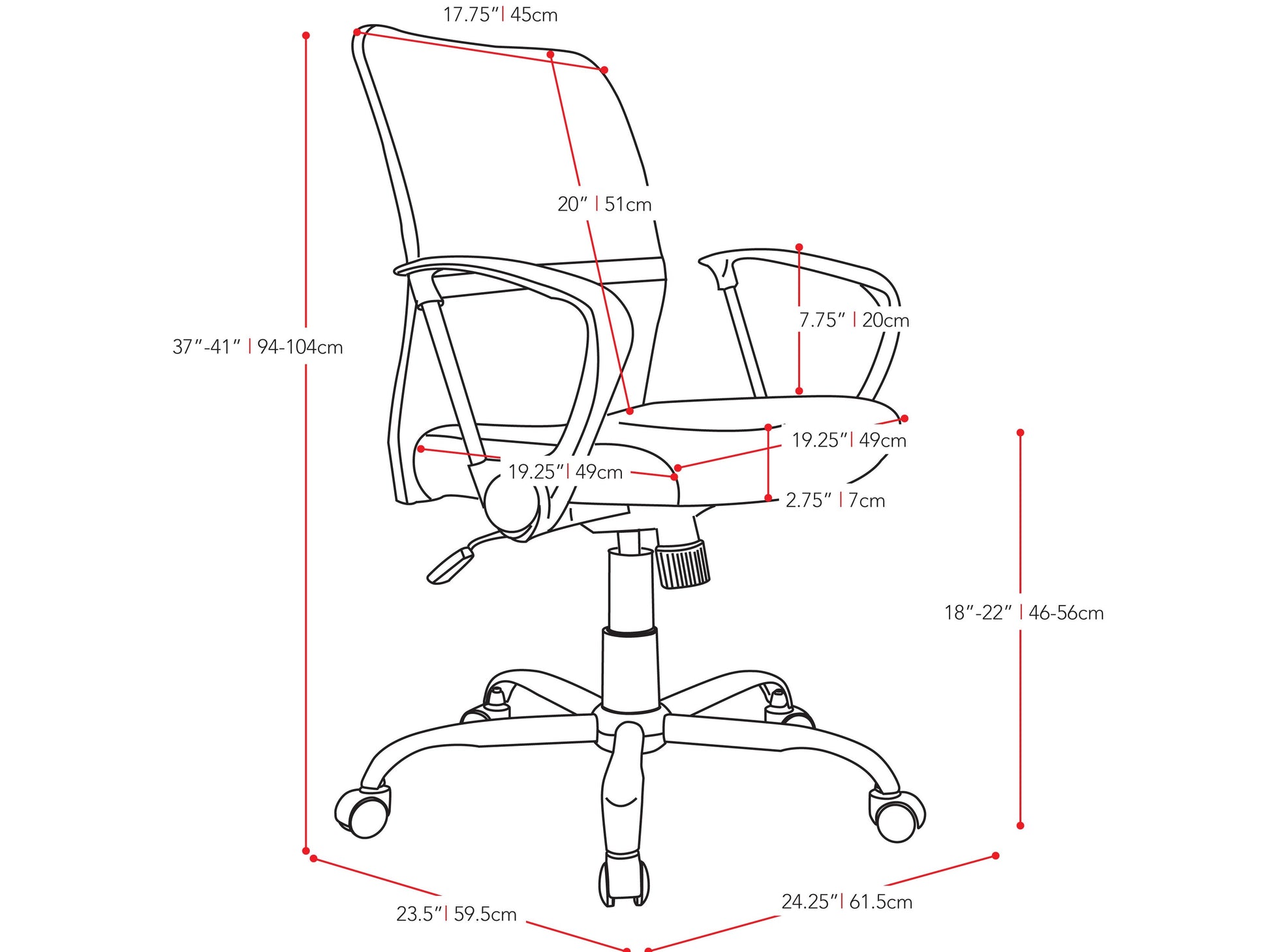 Lime green fabric office chair with ergonomic design, adjustable height, and chrome base.